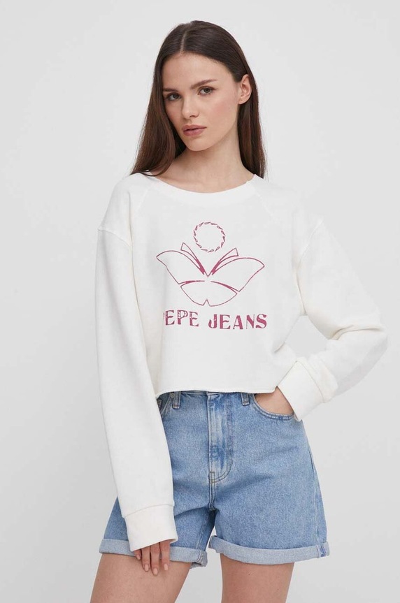 Pepe Jeans pamut melegítőfelső Lorelai pamut bézs PL581425
