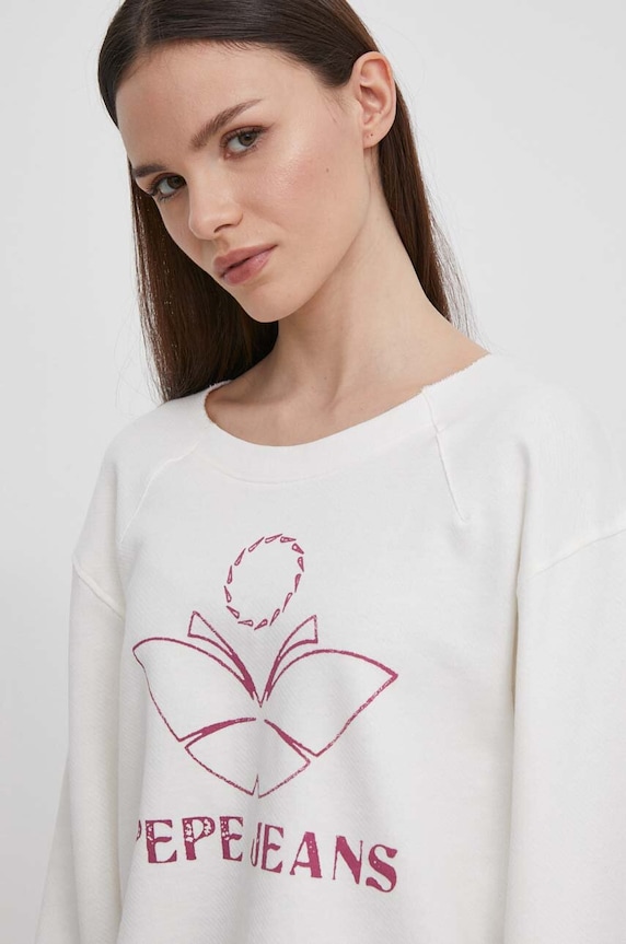 Pepe Jeans pamut melegítőfelső Lorelai bézs PL581425