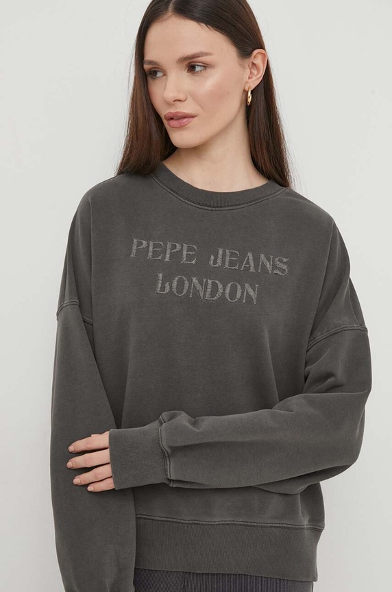 Μπλούζα Pepe Jeans KELLY απλικέ γκρί PL581426