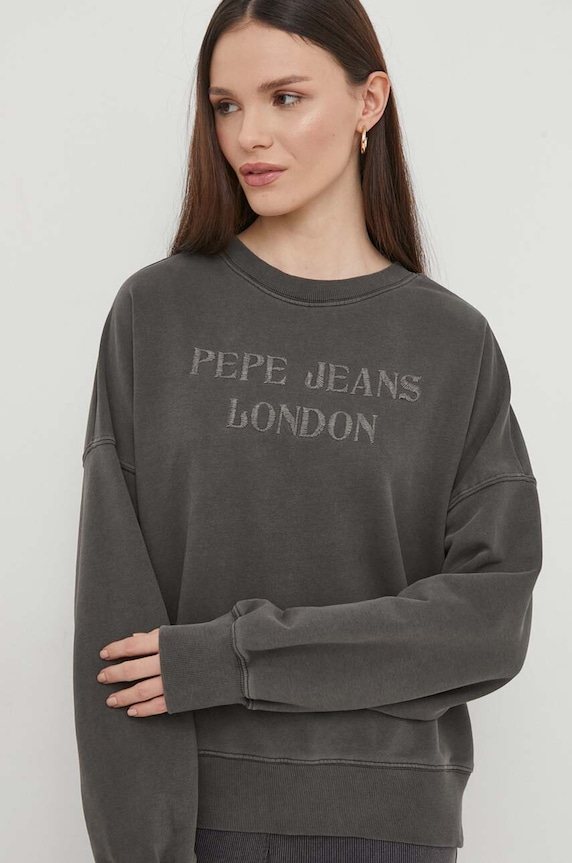 Μπλούζα Pepe Jeans KELLY απλικέ γκρί PL581426