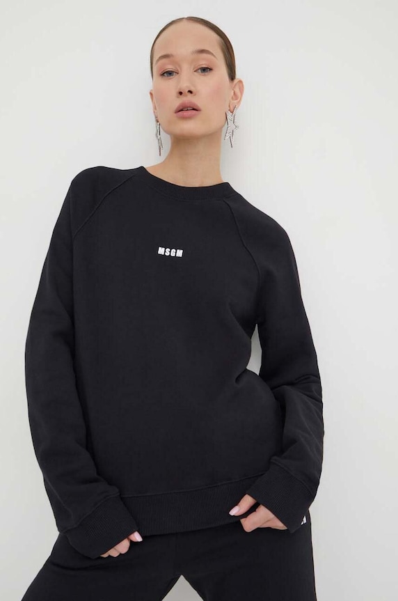 MSGM bluza bawełniana nadruk czarny 2000MDM503.200000