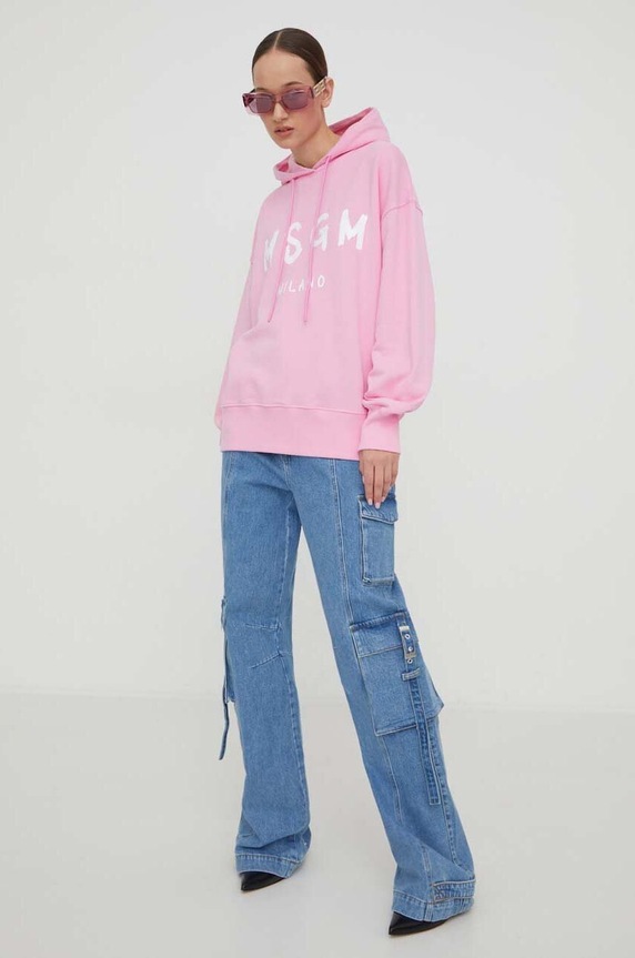 MSGM pamut melegítőfelső 2000MDM515.200000 rózsaszín SS24