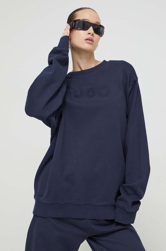 HUGO bluza bawełniana aplikacja granatowy 50512022