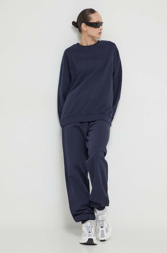 HUGO bluza bawełniana 50512022 granatowy SS24