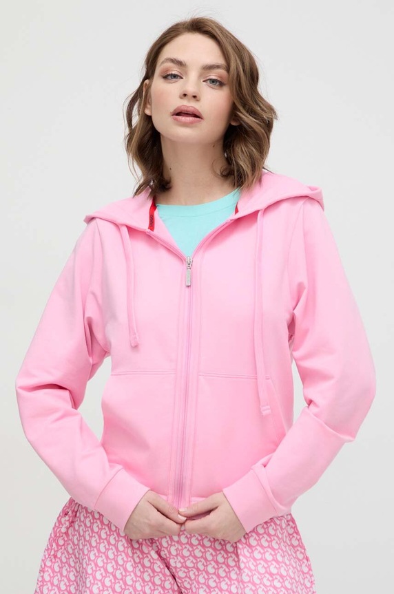 Mikina HUGO SPORTY LOGO_JACKET s elastanom ružová 50520504