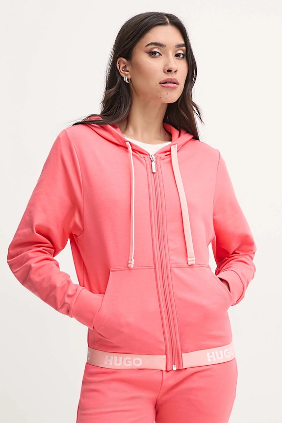Mikina HUGO SPORTY LOGO_JACKET s elastanom ružová 50520504