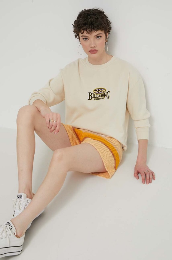 Billabong bluza bawełniana Since 73 nadruk beżowy UBJZT00383