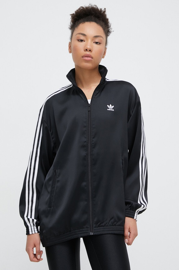 Mikina adidas Originals Loose Satin bez kapuce černá IU2516