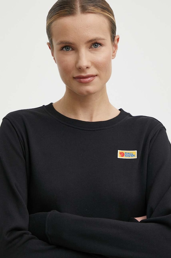 Fjallraven bluza bawełniana Vardag Sweater czarny F87075.550