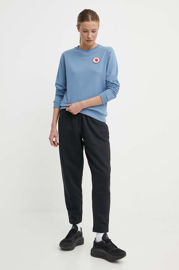 Fjallraven hanorac de bumbac 1960 Logo Badge Sweater F87230.543 albastru SS24