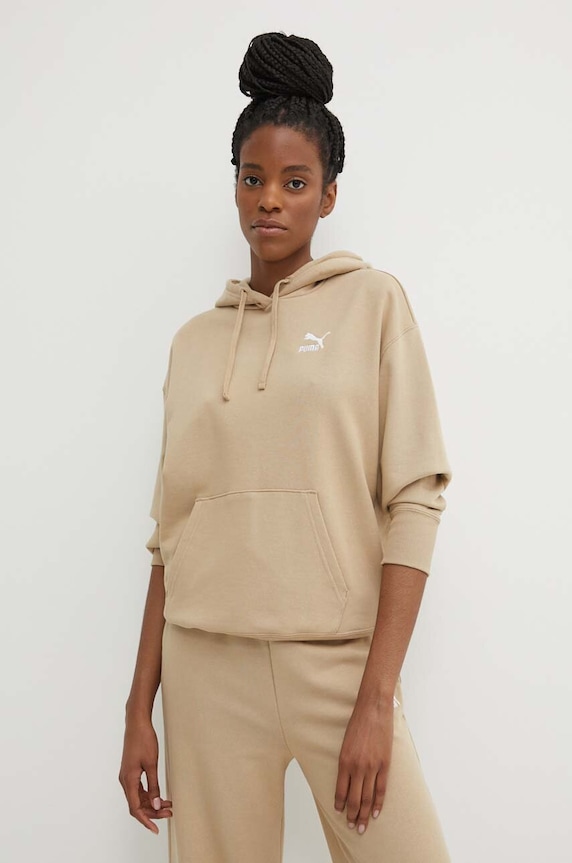 Puma bluza bawełniana BETTER CLASSIC z kapturem beżowy 624227