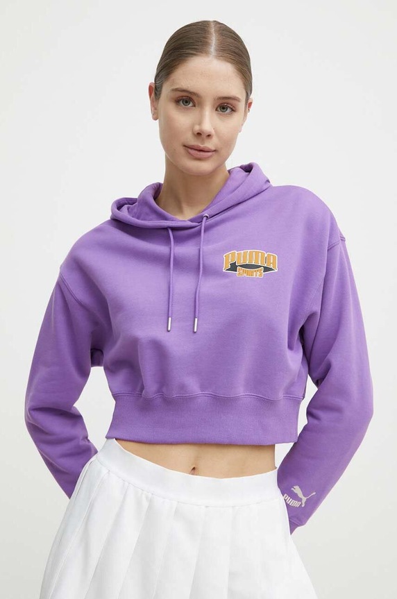 Βαμβακερή μπλούζα Puma στάμπα μωβ 624346