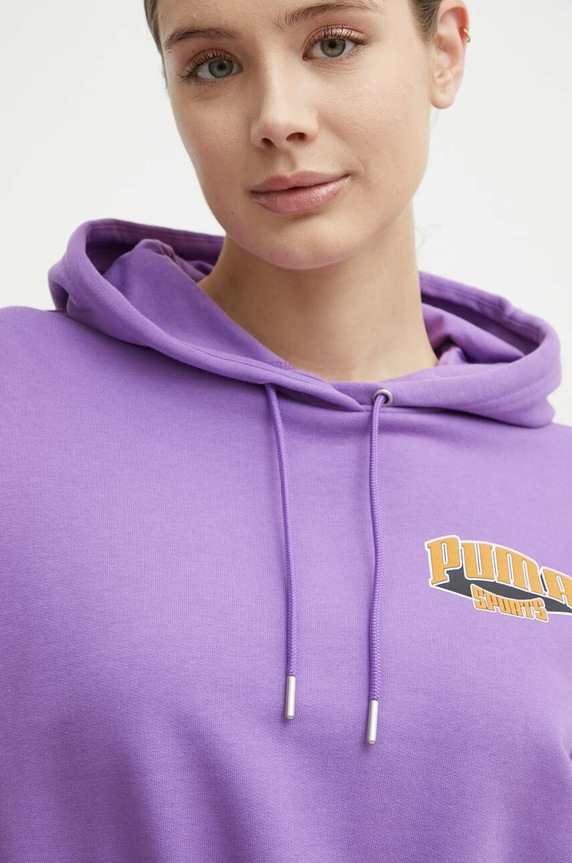 Βαμβακερή μπλούζα Puma μωβ 624346