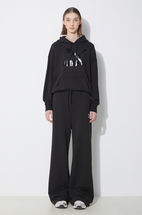 Puma bluza CLASSICS Shiny Logo Hoodie 625595 czarny SS24