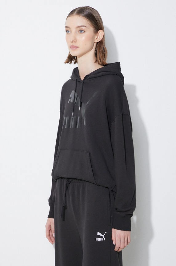 Puma bluza CLASSICS Shiny Logo Hoodie czarny 625595