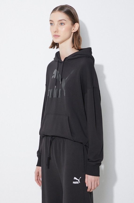 Puma bluza CLASSICS Shiny Logo Hoodie czarny 625595