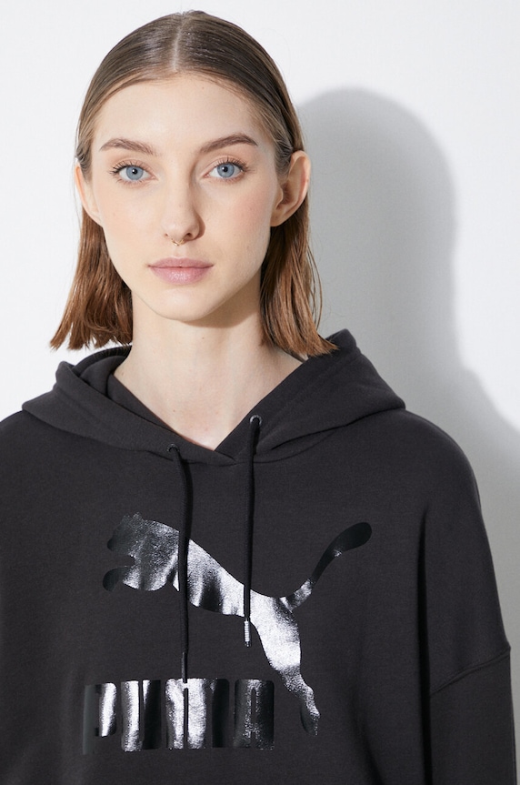Puma bluza CLASSICS Shiny Logo Hoodie 625595 czarny