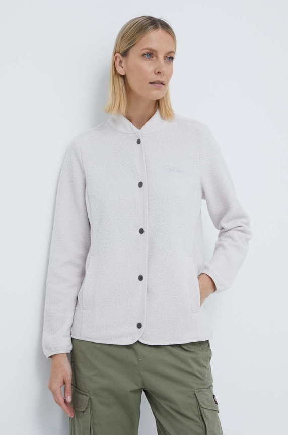 Sportovní mikina Jack Wolfskin LIGHT CURL JKT bez kapuce béžová 1711521