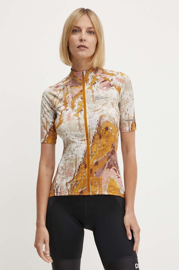 Ποδηλατικό κοντομάνικο Jack Wolfskin Gravex Printed με ελαστάν κίτρινο 1810001