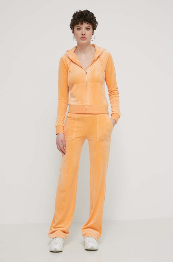 Juicy Couture bluza welurowa JCAP176.610 pomarańczowy SS24