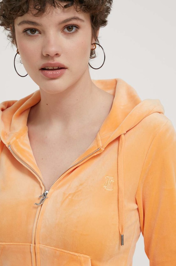 Juicy Couture bluza welurowa pomarańczowy JCAP176.610