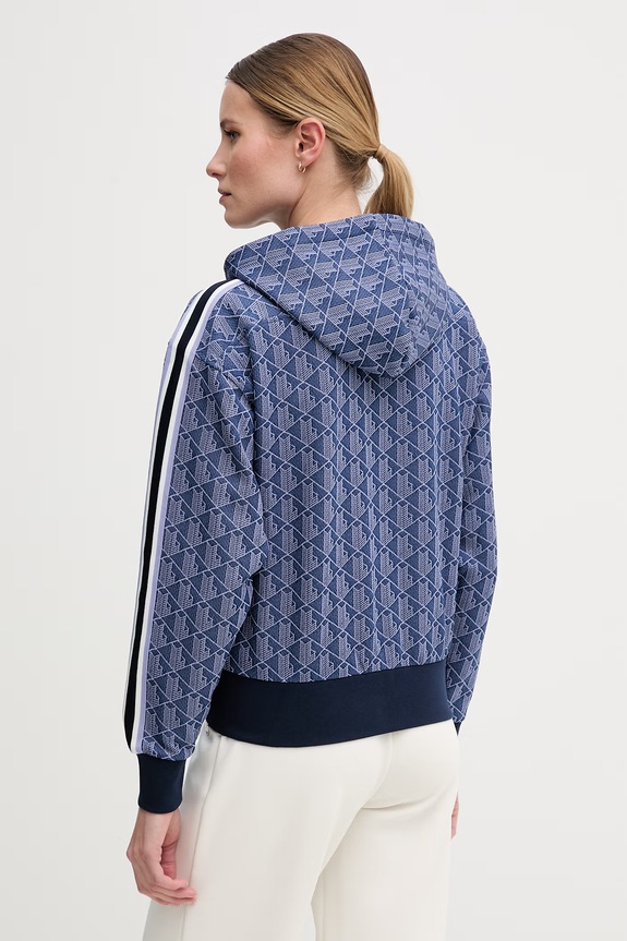 Odzież Lacoste bluza rozpinana z kapturem damska z bawełną SF7606 granatowy