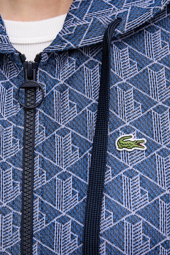 Lacoste bluza rozpinana z kapturem damska z bawełną SF7606 granatowy