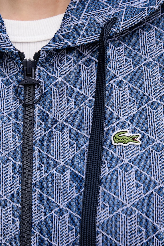 Lacoste bluza rozpinana z kapturem damska z bawełną SF7606 granatowy
