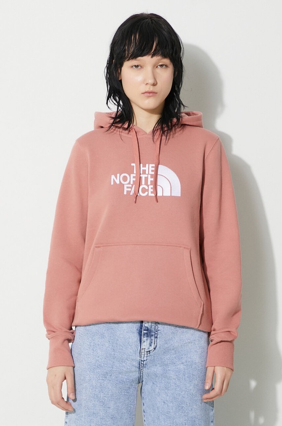 The North Face bluza bawełniana W Drew Peak Pullover Hoodie z kapturem różowy NF0A55ECNXQ1