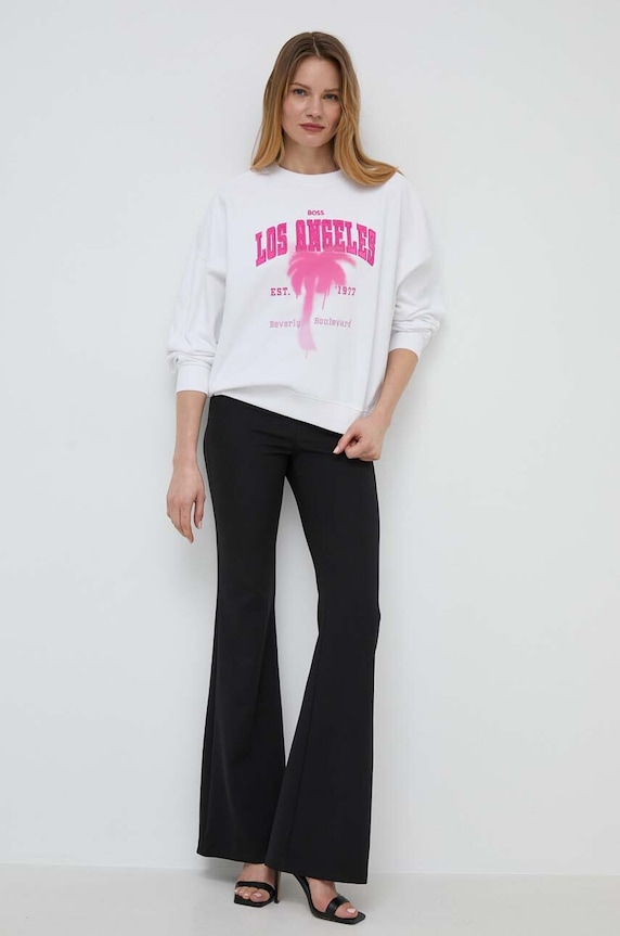BOSS Orange bluza bawełniana 50514912 biały SS24