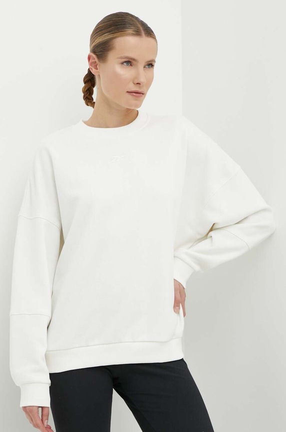 Dukserica Reebok LUX Collection bez uzorka bež 100076140