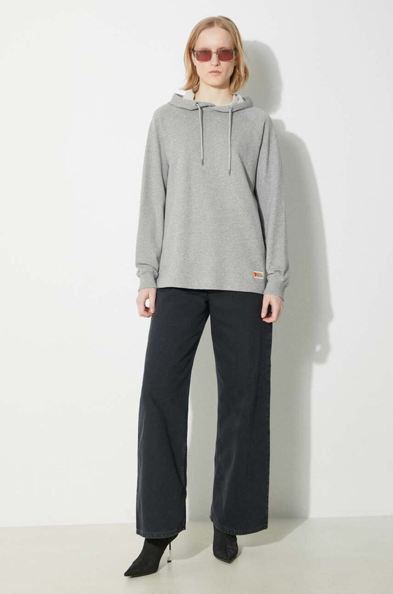 Fjallraven hanorac de bumbac Vardag Hoodie W F86987.020.999 gri SS24