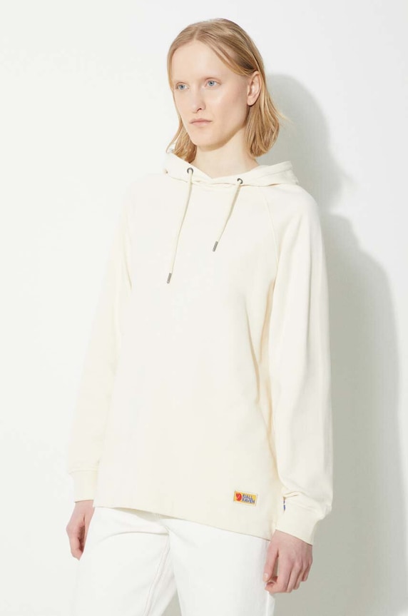 Bavlnená mikina Fjallraven Vardag Hoodie W jednofarebný béžová F86987.113