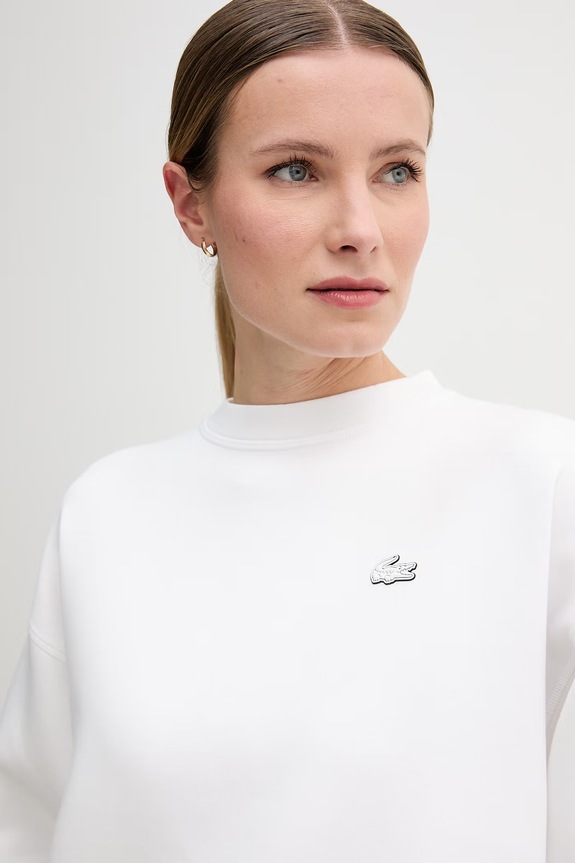 Lacoste bluza oversize damska z bawełną biały SF5614