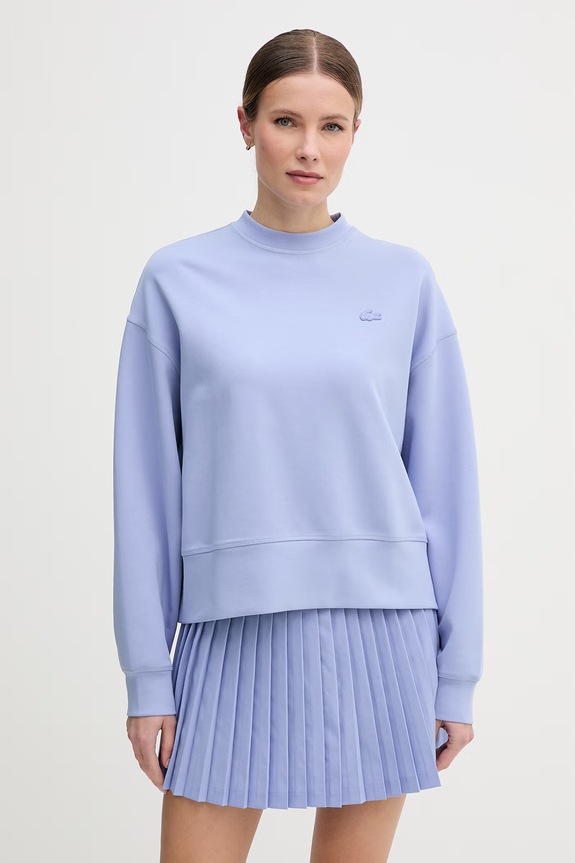 Lacoste bluza oversize damska z bawełną niebieski SF5614