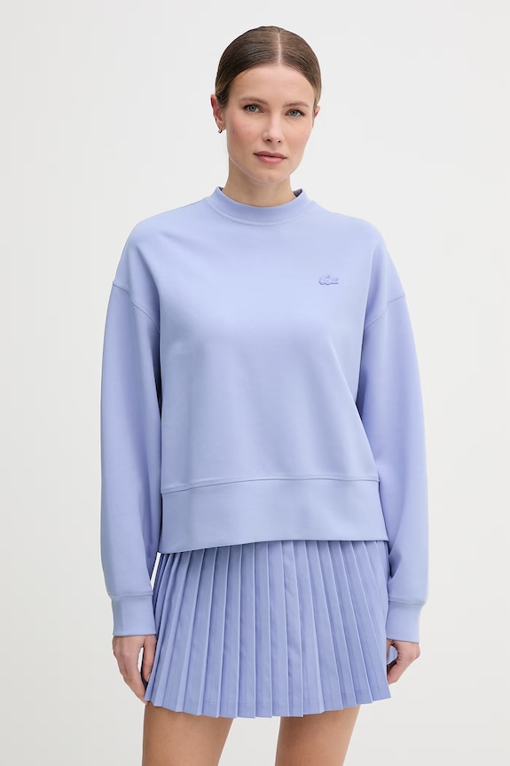 Lacoste bluza oversize damska z bawełną niebieski SF5614