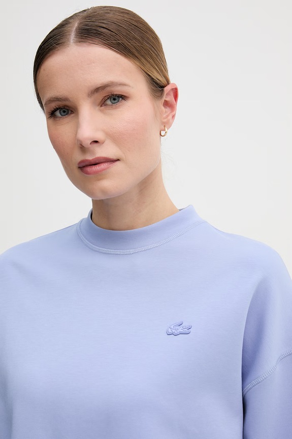 Lacoste bluza oversize damska z bawełną niebieski SF5614
