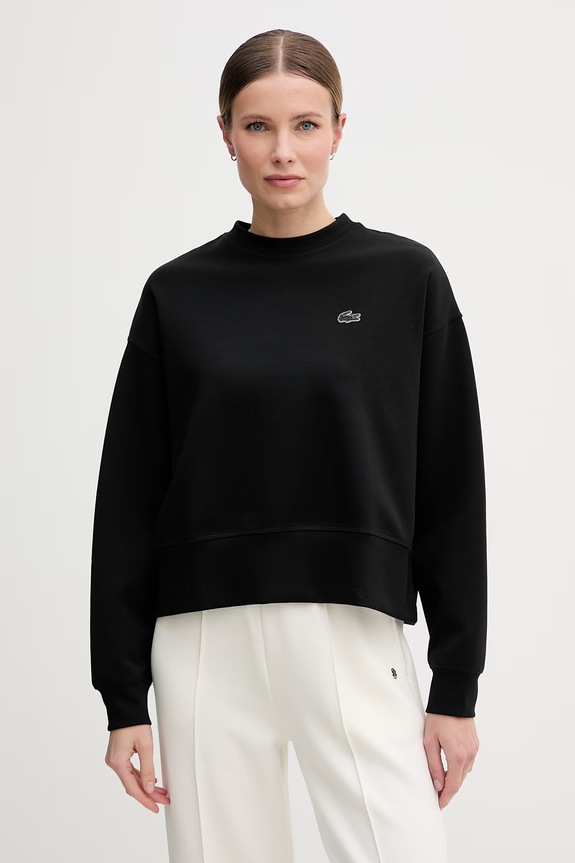 Lacoste bluza oversize damska z bawełną czarny SF5614