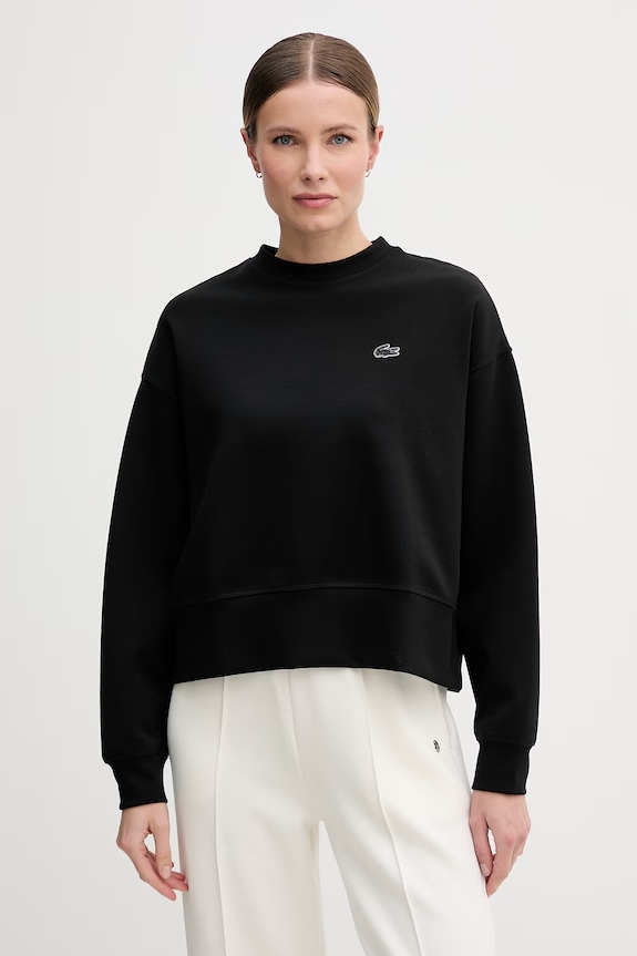 Lacoste bluza oversize damska z bawełną czarny SF5614
