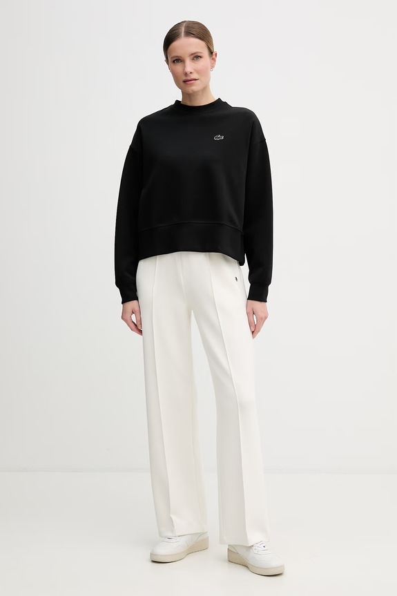 Lacoste bluza oversize damska z bawełną SF5614 czarny SS26