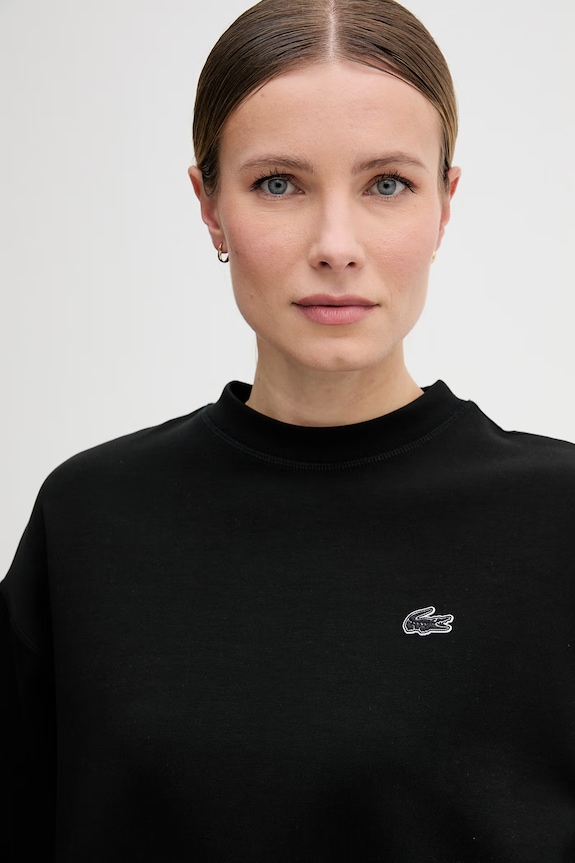 Lacoste bluza oversize damska z bawełną czarny SF5614