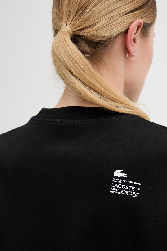 Lacoste bluza oversize damska z bawełną SF5614 czarny