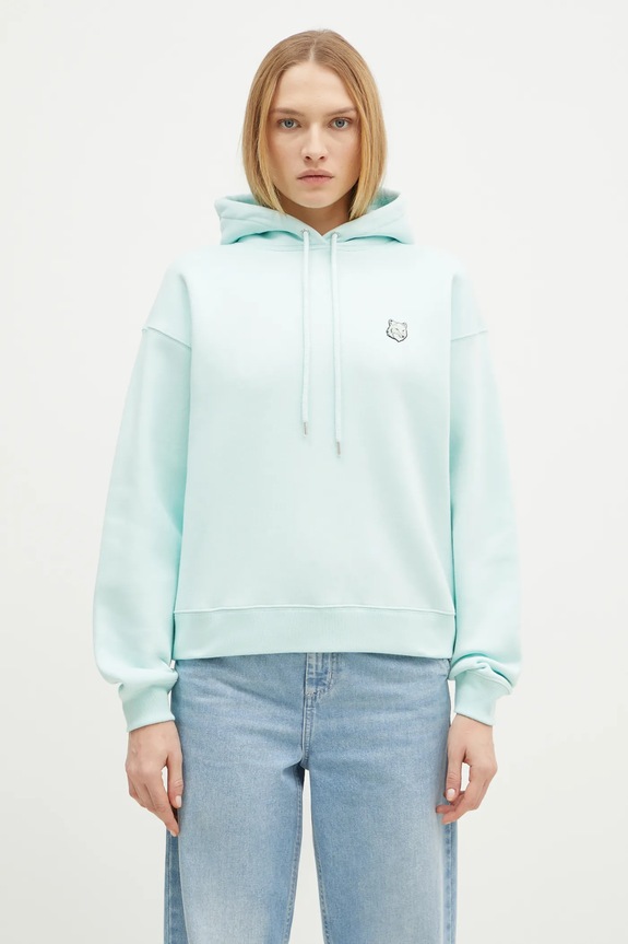 Bavlnená mikina Maison Kitsuné Bold Fox Head Patch Comfort Hoodie tyrkysová MW00704KM0307
