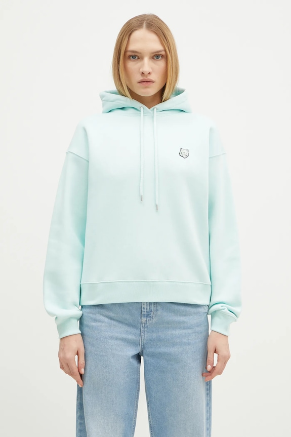 Bavlnená mikina Maison Kitsuné Bold Fox Head Patch Comfort Hoodie tyrkysová MW00704KM0307