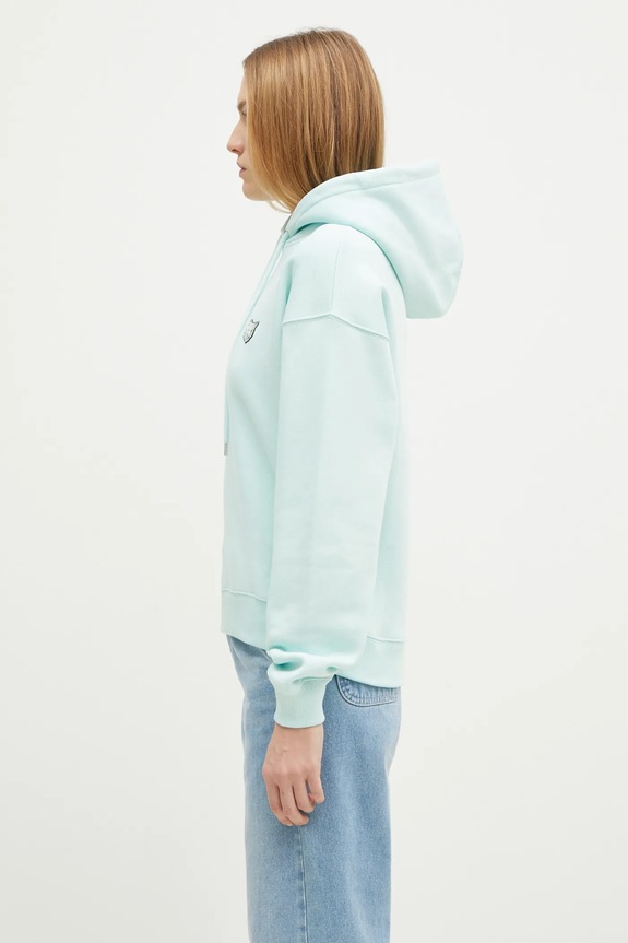 Bavlnená mikina Maison Kitsuné Bold Fox Head Patch Comfort Hoodie MW00704KM0307 tyrkysová SS25