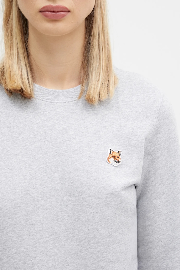 Бавовняна кофта Maison Kitsuné Fox Head Patch Regular Sweatshirt сірий LW00302KM0001