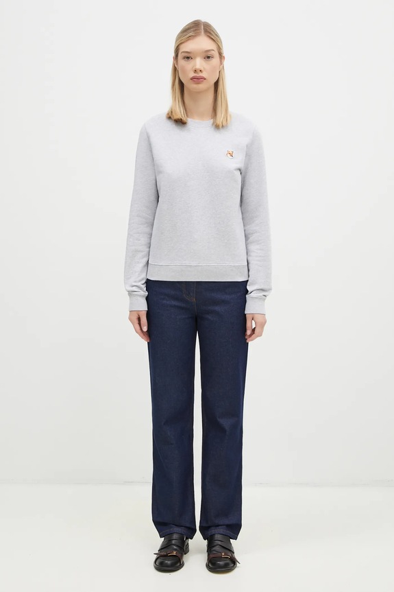 Бавовняна кофта Maison Kitsuné Fox Head Patch Regular Sweatshirt LW00302KM0001 сірий