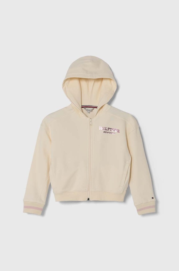 Tommy Hilfiger bluza dziecięca z kapturem beżowy KG0KG07723.128.176.PPYH