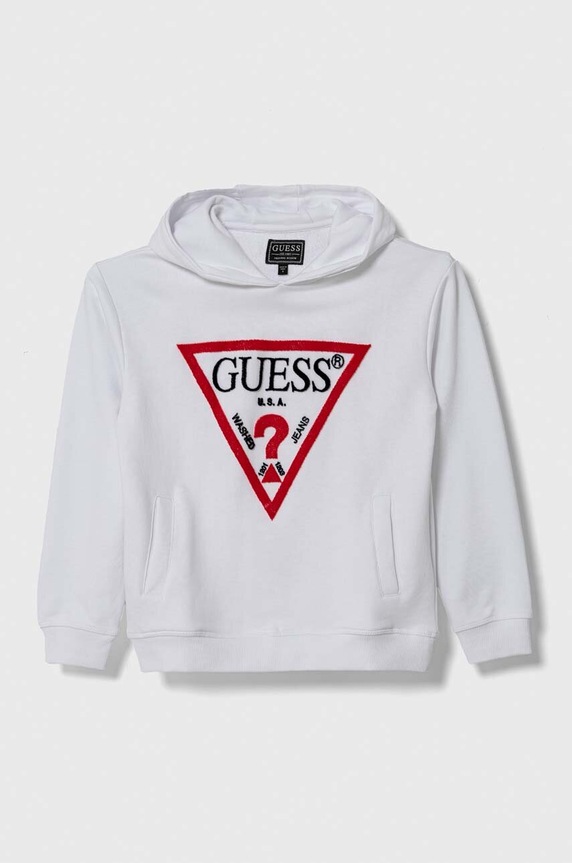 Guess hanorac de bumbac pentru copii imprimeu alb L4RQ23.KAD74.PPYH