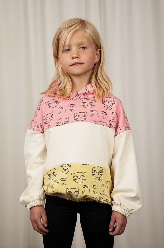 Mini Rodini bluza bawełniana dziecięca Cathlethes z kapturem różowy 2422014228